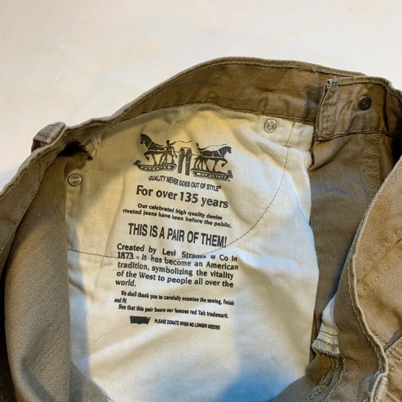 Levi's 505 Jeans Mens 34x34 Regular Fit Straight Leg Khaki Cotton White Tab - Picture 9 of 12
